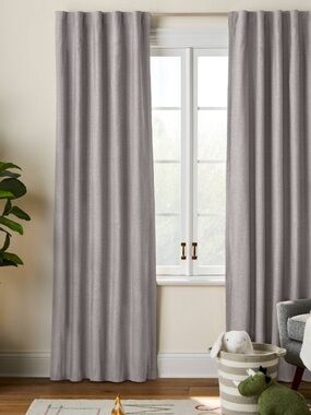 NEW Pillowfort 63” Gray Blackout Chambray Cotton Curtain Panel